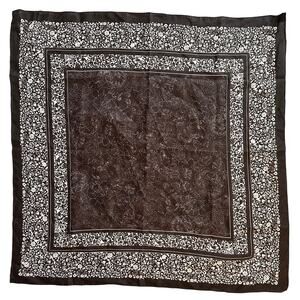 Nasharr Vintage Scarf Womens Dark Brown Floral Square Chocolate Made in Japan
